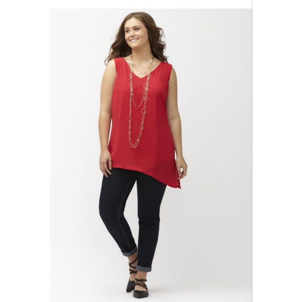 Lane Bryant 26 Red asymmetrical sleeveless top